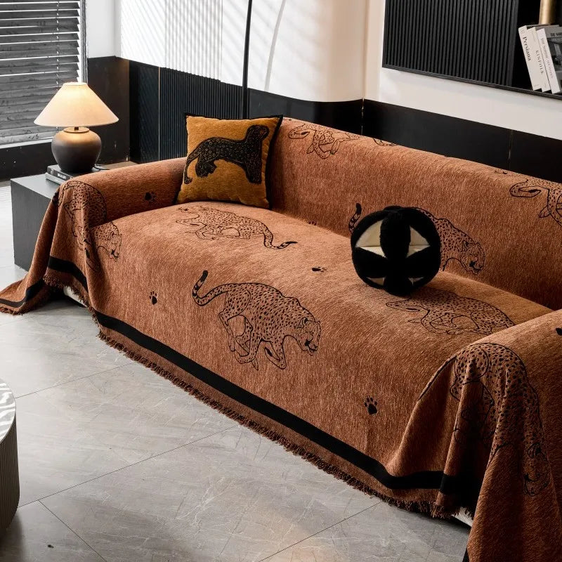 Butterfly Camping Picnic Sofa Cover 2025 All-season Leopard Chenille Sofa Covers Throw Blanket Camping Mats housses de canapé